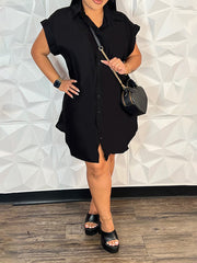 Indiebeautie Solid Button-Front Shirt Dress