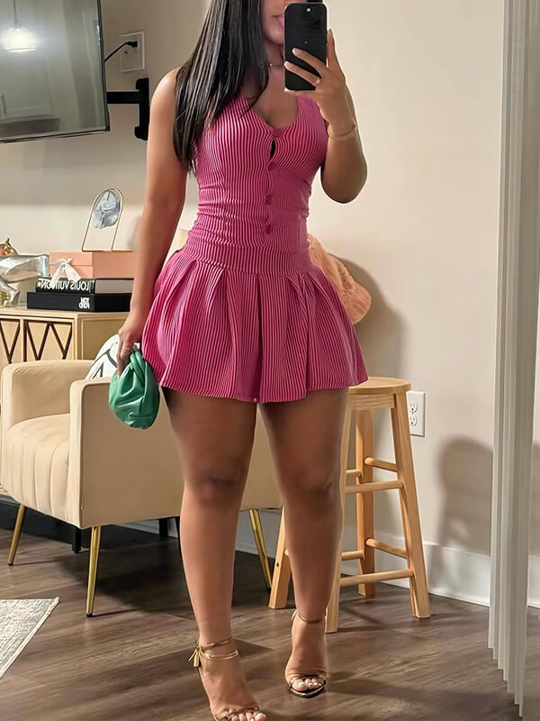 Button Front Halter Dress--Clearance