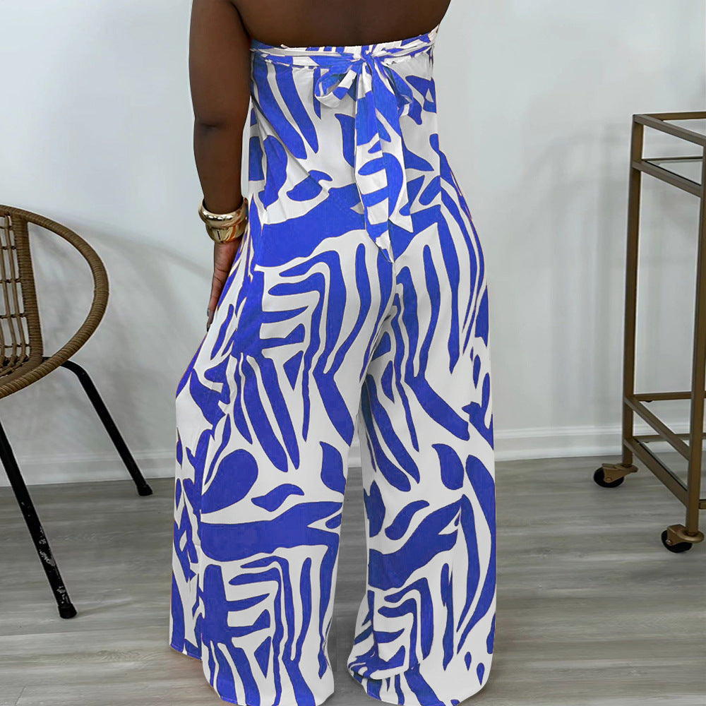 Printed Strapless Wide-Leg Jumpsuit--Clearance