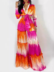 Printed Tied Top & Wide-Leg Pants Set