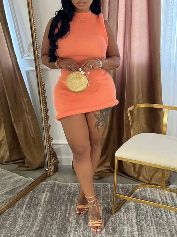 Solid Sleeveless Mini Dress