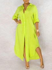 Indiebeautie Solid Button-Down Shirt Dress