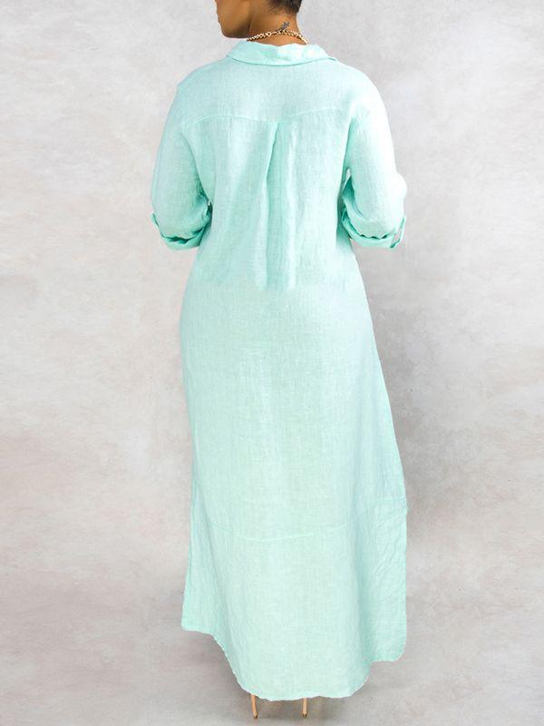 Indiebeautie Solid Button-Down Shirt Dress