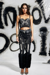 Gwyneth Butterfly Studded Denim Top