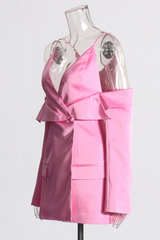 Hunter Satin Hollow Blazer In Hot Pink