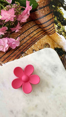 Haarklammer in Fuchsie mit Gänseblümchen-Design