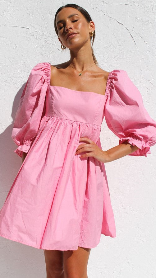 Blush Square Neckline Mini Dress