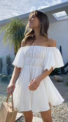 White Off Shoulder Mini Dress