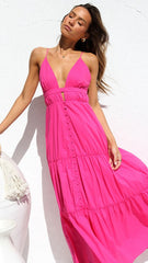 Hot Pink Slip Midi Dress