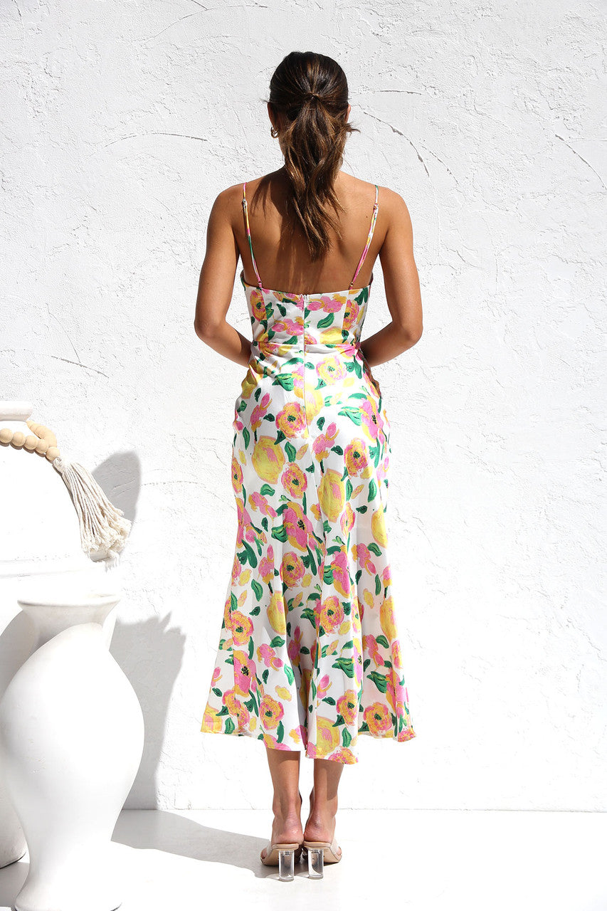 Multicolor Floral Slip Midi Dress