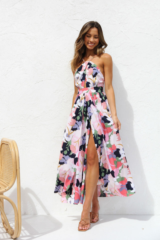 Multicolor Floral Sleeveless Midi Dress