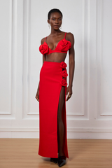 Jazmine Cutout Split Flower Maxi Skirt