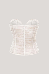 Kyra Corset Mesh Ruch Top In White