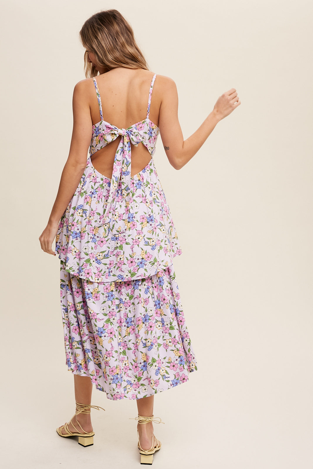 Floral Tiered Open Back Midi Dress