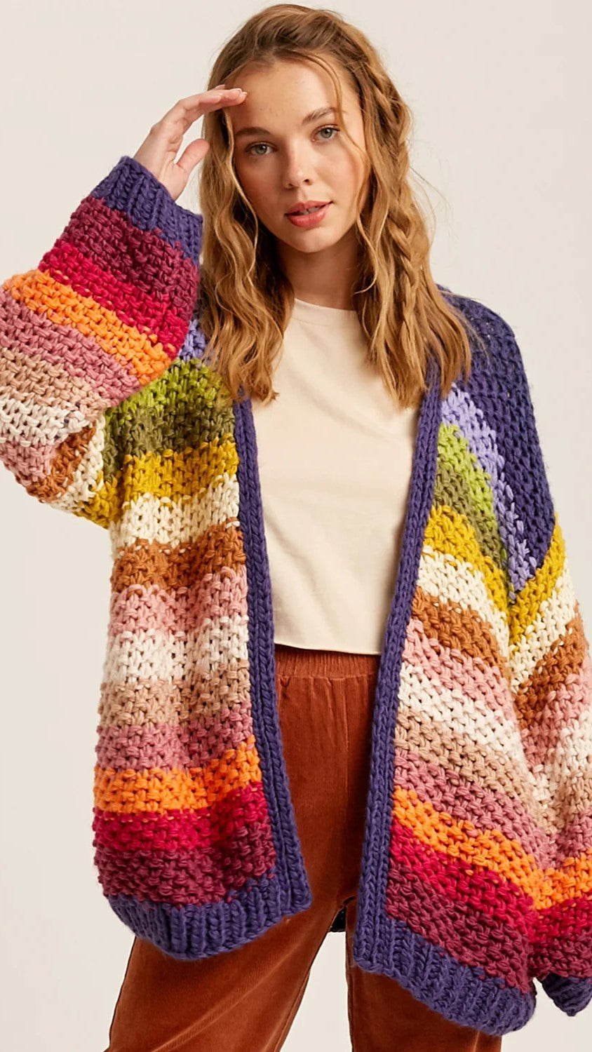 Rainbow Crochet Knit Cardigan
