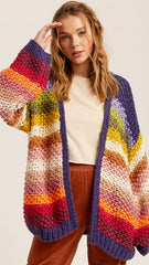 Rainbow Crochet Knit Cardigan