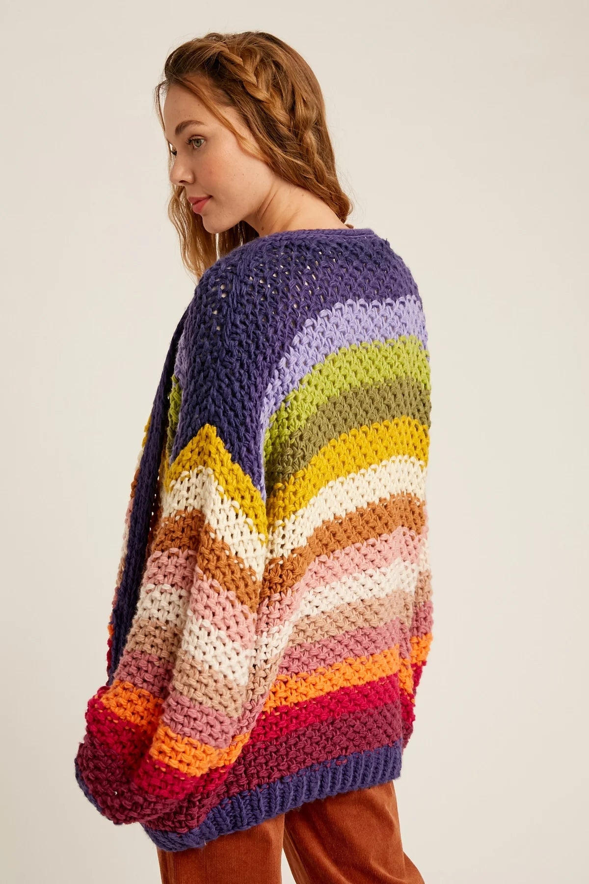 Rainbow Crochet Knit Cardigan