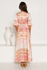 Pink Dip Dye Print Maxi Dress