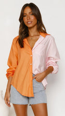 Orange-pinkes Button-Down-Hemd