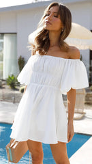 White Off Shoulder Mini Dress