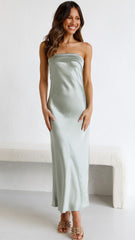 Grey Blue Bandeau Midi Dress