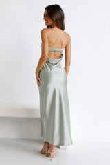 Grey Blue Bandeau Midi Dress