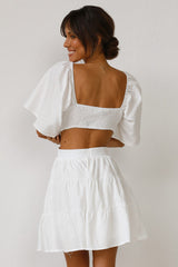 White Cutout Waist Mini Dress