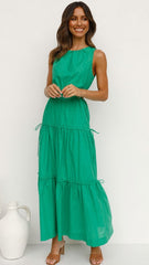 Green Sleeveless Midi Dress
