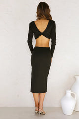 Black Knit Sleeveless Midi Dress