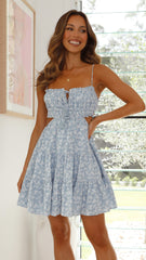 Vella Mini Dress - Blue Floral