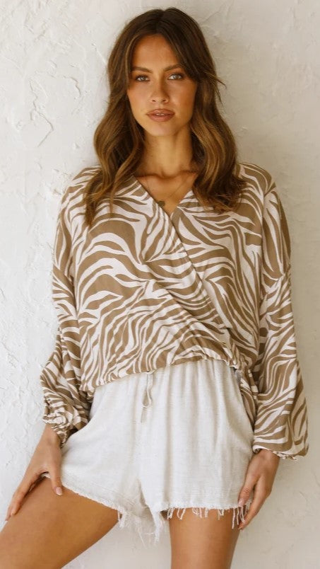 Brown Zebra Print Blouse