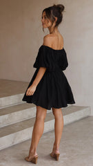 Black Off Shoulder Mini Dress