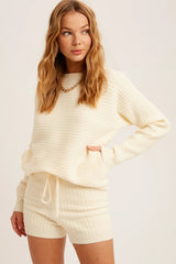 Beiger Rippstrickpullover