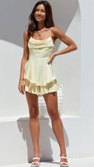Yellow Sleeveless Bowtie Romper