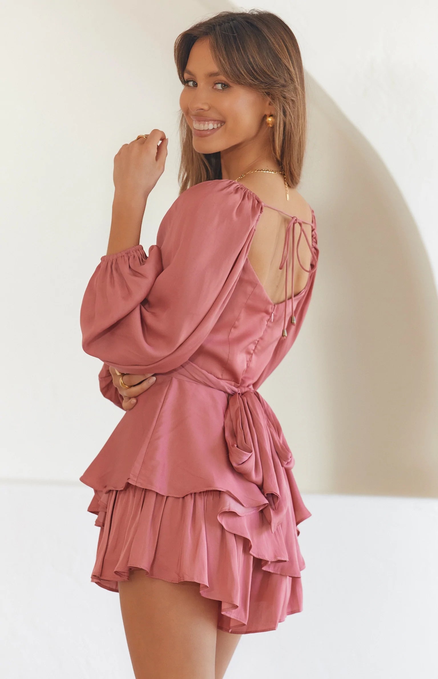 Dusty Pink Long Sleeves Romper