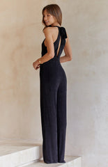 Black Crossover Neck Jumpsuit