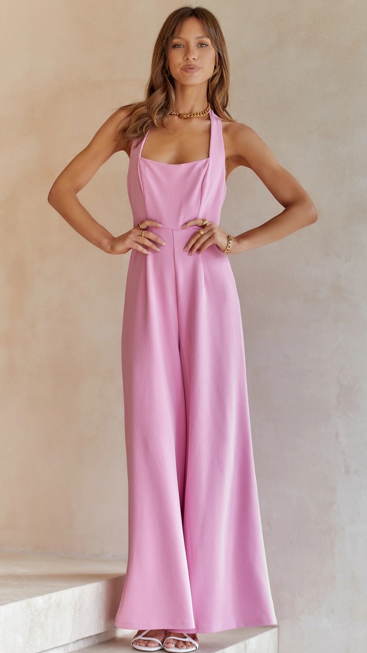 Blush Wide-Leg Jumpsuit