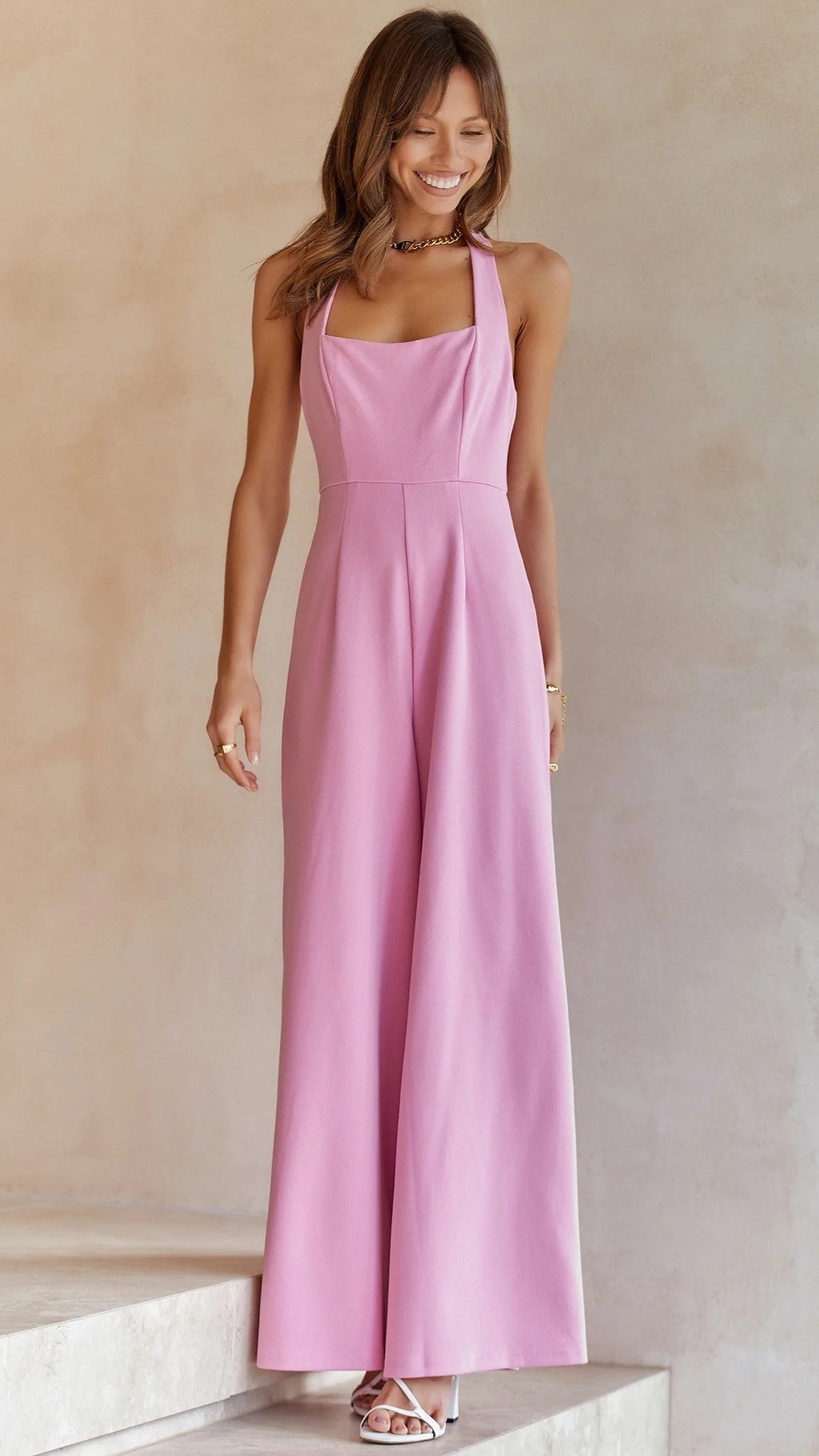 Blush Wide-Leg Jumpsuit