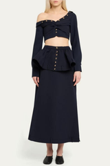 Lennox Ruffle Button Maxi Skirt