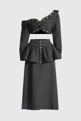 Lennox Ruffle Button Maxi Skirt