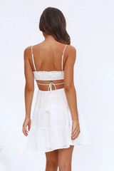 White Front Tie Slip Mini Dress