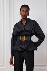 Mazie Buckle Ruffle Ruch Shirt