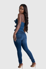 Meher Cutout Strapless Denim Top