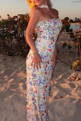 Multicolor Print Halter Backless Dress