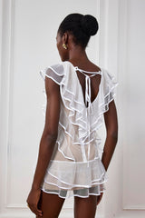 Nancy Ruffle Mesh Sleeveless Mini Dress
