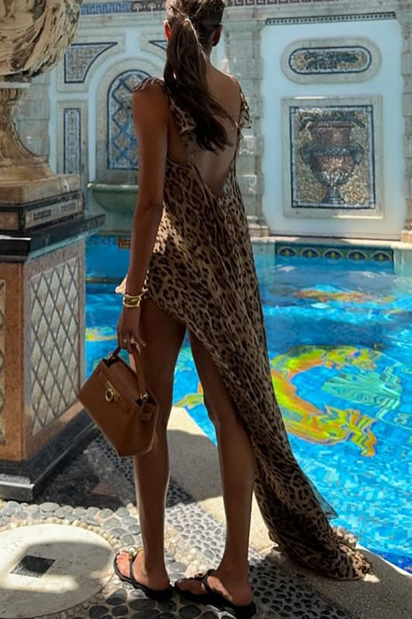 Chiffon Print Loose Leopard Print Two-Piece Suit
