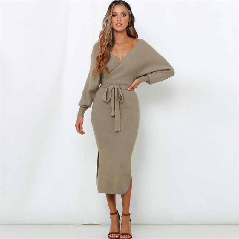 Blush Knit Surplice Sweater Dress