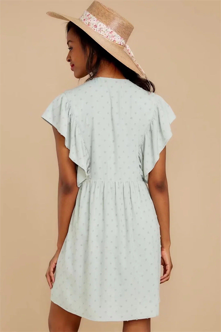 Mint Green Cap Sleeves Shift Dress