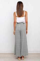 Grey Floral Wide-Leg Casual Pants