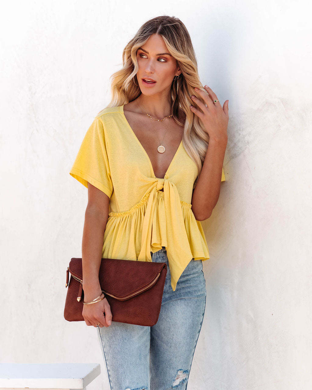 White Knot Peplum Crop Top